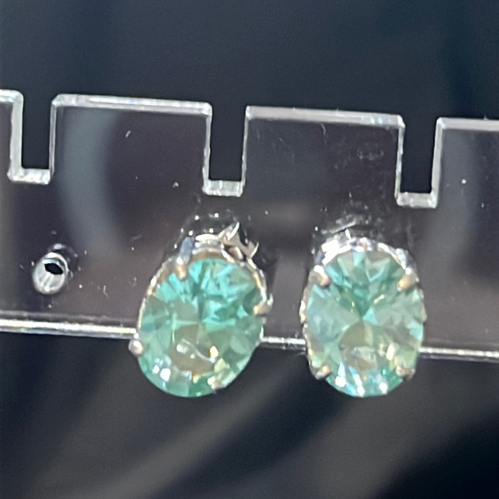 JTV stud earrings-Ocean green Tanzanite mounted in 9.25 sterling